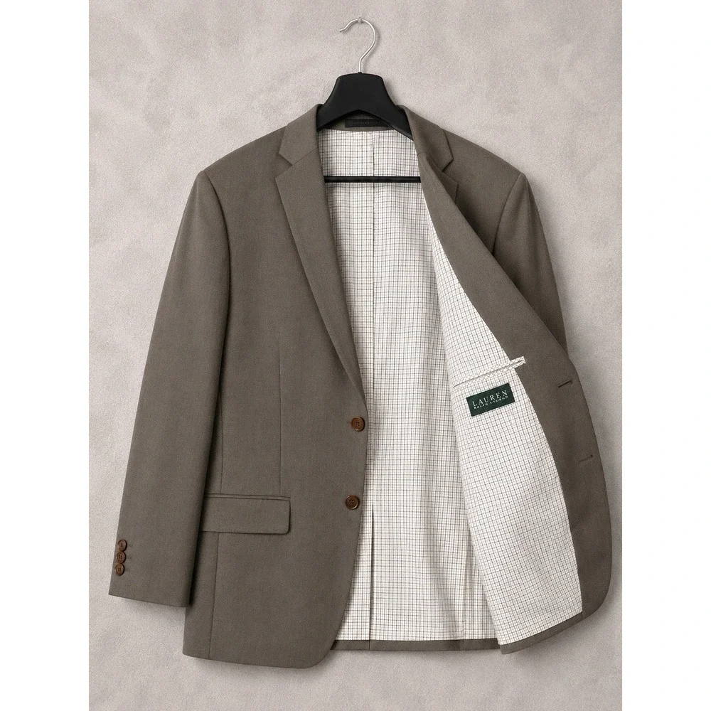 Lauren Ralph Lauren Blazer Mens 42 Brown Two Button Sport Coat Suit Jacket
